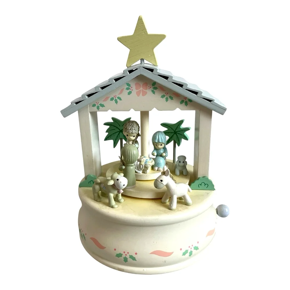 Enesco Precious Moments O Come Let Us Adore Him Nativity Revolving Musical 62449